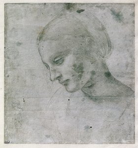 Egy fiatal nő feje vagy a Szűz feje, 1490 körül (ezüstpont papíron) alkotó: Leonardo da Vinci