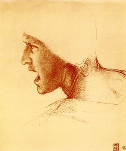 A sikoltozó és támadó harcos feje alkotó: Leonardo da Vinci