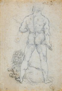 Herkules és a nemeuszi oroszlán, 1506-08 körül (szén és fémhegy fehér papírra) alkotó: Leonardo da Vinci