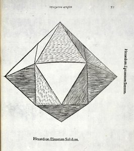 Hexaedron emelt solidus, illusztrációja Luca Pacioli (kb. 1445-1517) „Isteni arány”-ból, eredetileg pub. Velence, 1509 alkotó: Leonardo da Vinci