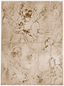 Térdelő Madonna a gyermekkel és Szent Jánossal, 1478-1480 alkotó: Leonardo da Vinci