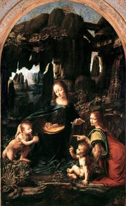 Sziklák Madonnája, 1483-94 körül (olaj, vászonra vitt tábla) alkotó: Leonardo da Vinci