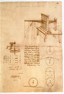 Ms 8937 fol.68r Tanulmány egy textilgéphez, „Codex Madrid I”, c.1493-97 (toll és tinta papíron) alkotó: Leonardo da Vinci