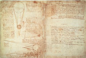 Jegyzetek és két diagram a Föld és a Hold és a Nap kapcsolatáról alkotó: Leonardo da Vinci