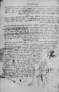 Szövegoldal tájvázlatokkal, c1480 1945 alkotó: Leonardo da Vinci