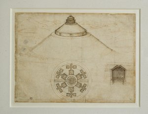 Projekt egy központi sírkamra számára;magasság ... alkotó: Leonardo da Vinci