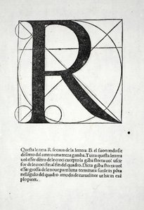 R, illusztráció Luca Pacioli (1445-1517 körül) "Divina Proportione" című művéből, eredetileg kiadva. Velence, 1509 alkotó: Leonardo da Vinci