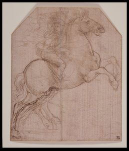 Lovas tenyészlovon, 1481-82 körül (ezüsthegy, toll és barna tinta előkészített papíron) alkotó: Leonardo da Vinci