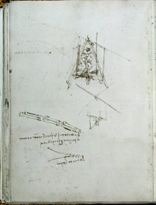 Tudomány és technika: kézirat repülő gépekről, helikopter őse. Leonardo da Vinci könyve (Leonardo da Vinci) (1452-1519). 1487 körül. Párizs, az Institut de France könyvtára alkotó: Leonardo da Vinci