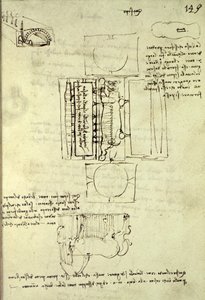 A Sforza ló öntőgödörének vázlata felülről és oldalról nézve, fol. 149r a Codex Madrid I-ből, 1493 körül alkotó: Leonardo da Vinci