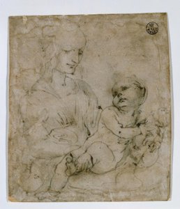 Tanulmány a Madonnának és a macskának alkotó: Leonardo da Vinci