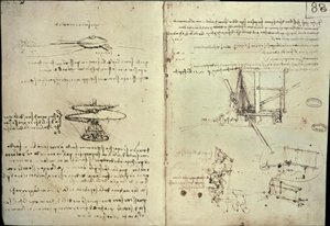Tanulmányok légcsavarokhoz és repülő gépekhez alkotó: Leonardo da Vinci