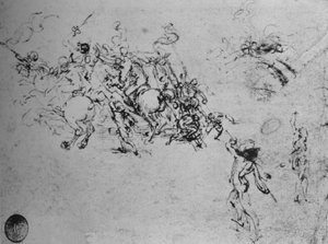 Tanulmányok a lovasok harcáról és a gyalogos katonákról, c1480 1945 alkotó: Leonardo da Vinci