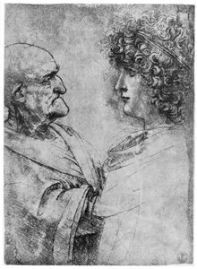 Tanulmányok a fejekről, c1500 1954 alkotó: Leonardo da Vinci