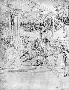 Tanulmány a Mágusok imádatához, 15. század, 1930. alkotó: Leonardo da Vinci