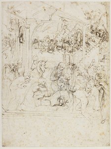 Tanulmány a mágusok imádásához, 1481 körül. alkotó: Leonardo da Vinci