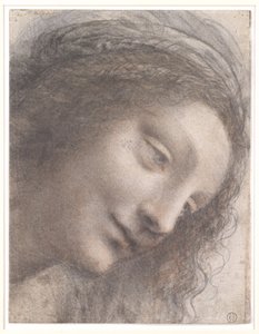 A Szűz feje háromnegyed profilból, jobbra nézően alkotó: Leonardo da Vinci