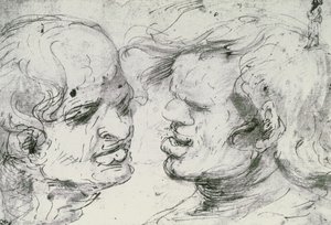 Két fej (toll és tinta papíron) alkotó: Leonardo da Vinci