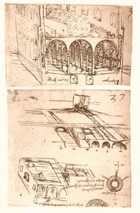 Két építészeti rajz, c1472-c1519 1883 alkotó: Leonardo da Vinci