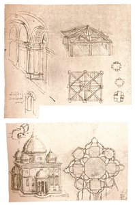 Két építészeti rajz, c1472-c1519 1883 alkotó: Leonardo da Vinci
