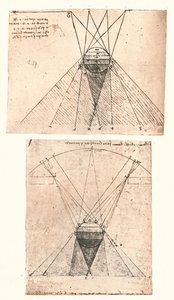 Két diagram, amely a fény és az árnyék elméletét illusztrálja, c1472-c1519 1883 alkotó: Leonardo da Vinci