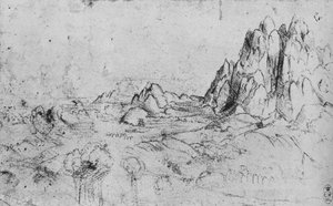 Kilátás a hegységre, c1480 1945 alkotó: Leonardo da Vinci