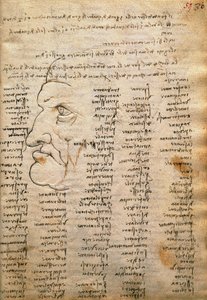 Szólista és férfi profil, a Codex Trivulzianusból alkotó: Leonardo da Vinci