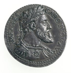 V. Károly (1500-58) milánói herceg tesztköve, Dye metszete, 1535-56 (előlap) (ezüst) (a hátoldalon lásd: 168055)