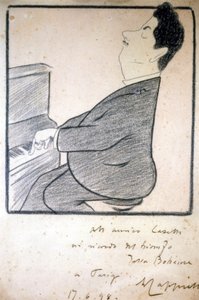 Giacomo Puccini (1858-1924) olasz zeneszerző portréja. Leonetto Cappiello karikatúrája. alkotó: Leonetto Cappiello
