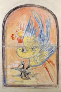 Art Deco stílusú szék háttámlájának előkészítő rajza Le Perroquet szalonjába, gouache Leonetto Cappiello (1875-1942), Olaszország, XX. század alkotó: Leonetto Cappiello