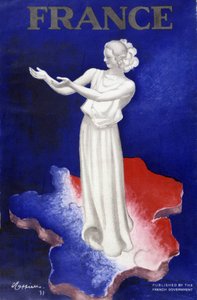 Franciaországot képviselő nő - poszter kék-fehér-piros színekben alkotó: Leonetto Cappiello
