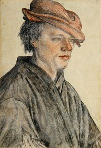 Egy fiatalember portréja sapkában, jobbra fordítva, 1500-42 körül (kréta és mosás, papír) alkotó: Leonhard Beck