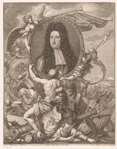 Savoyai Eugéniusz portréja allegorikus alakokkal alkotó: Leonhard Heckenauer