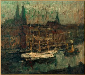 Barck Lübeck kikötőjében alkotó: Leonhard Sandrock