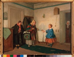 A koldus énekesek. Leonyid Ivanovics Solomatkin (1837-1883) festménye, olaj, vászon