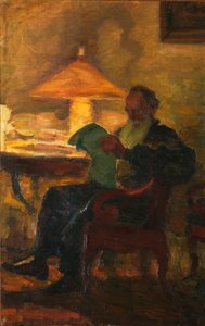 Lev Tolsztoj egy újsággal”, 1901. alkotó: Leonid Osipovich Pasternak