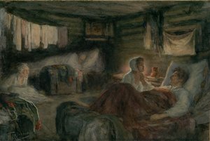 Natasa és a sebesült Andrej herceg Mitiscsiben. Illusztráció a Háború és béke című regényhez, 1893. alkotó: Leonid Osipovich Pasternak