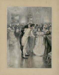 Natasha az első labdáján. Illusztráció Lev Tolsztoj Háború és béke című regényéhez, 1893. alkotó: Leonid Osipovich Pasternak
