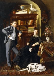 Egy pár a belső térben egy kutyával alkotó: Leopold Bara