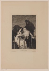 Két nő két férfival a hátuk mögött az árnyékban Les majas au balcon (cím a tárgyon)