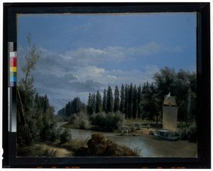 A Szajna kiskarja felől nézve a Neuilly Parkon keresztül (vászon) alkotó: Leopold Leprince