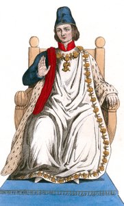 XI. Lajos francia király Saint Michel rendi öltönyt visel alkotó: Leopold Massard
