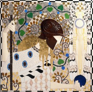 Pallas Athéné (porcelán, üveg, gyöngyház és bronz mozaikpanel) alkotó: Leopold & Powolny Michael (1871 1954) Forstner
