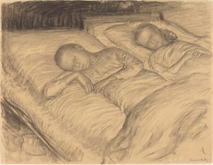 A művész gyermekei Farkas és Anna alszik alkotó: Leopold von Kalckreuth