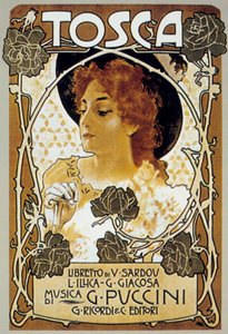 Leopoldo Metlicovitz borítója Giacomo Puccini Tosca című operájának partitúrájának