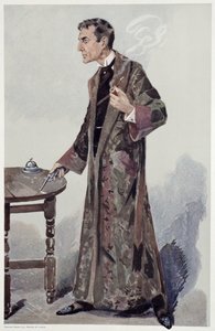 Sherlock Holmes, William Gillette színész rajzfilmje a Vanity Fairből, 1907 alkotó: Leslie Matthew Ward