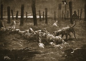 Burge őrmester halált színlel, amikor egy kutya felfedezi az ellenséges drótakadályok előtt.