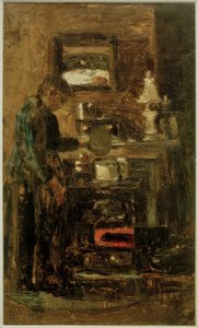 Nő a konyhai tűzhelynél alkotó: Lesser Ury