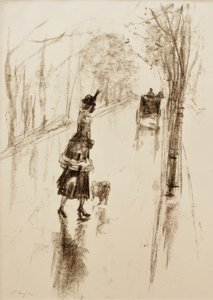 Lány kutyával alkotó: Lesser Ury