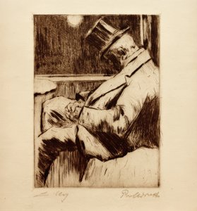 Reggeli hangulat: alvó úriember cilinderrel alkotó: Lesser Ury